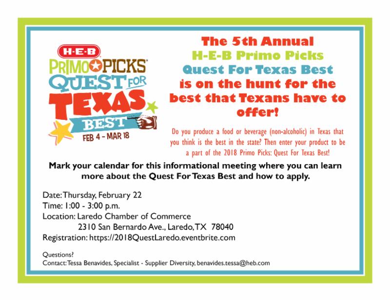 H-E-B Primo Picks "Quest For Texas Best" Info Meeting
