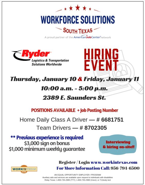Workforce Solutions Ryder Hiring Event