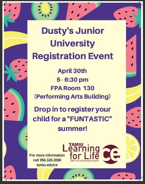 Dusty Junior University Registration Event